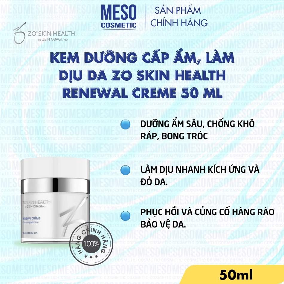 Kem dưỡng cấp ẩm, làm dịu da Zo Skin Health Renewal Creme 50 ml